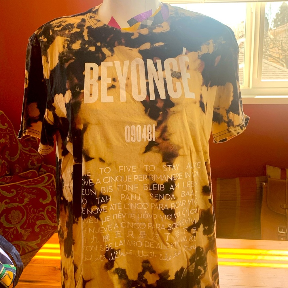 Custom bleach, tie-dye Beyoncé T-shirt